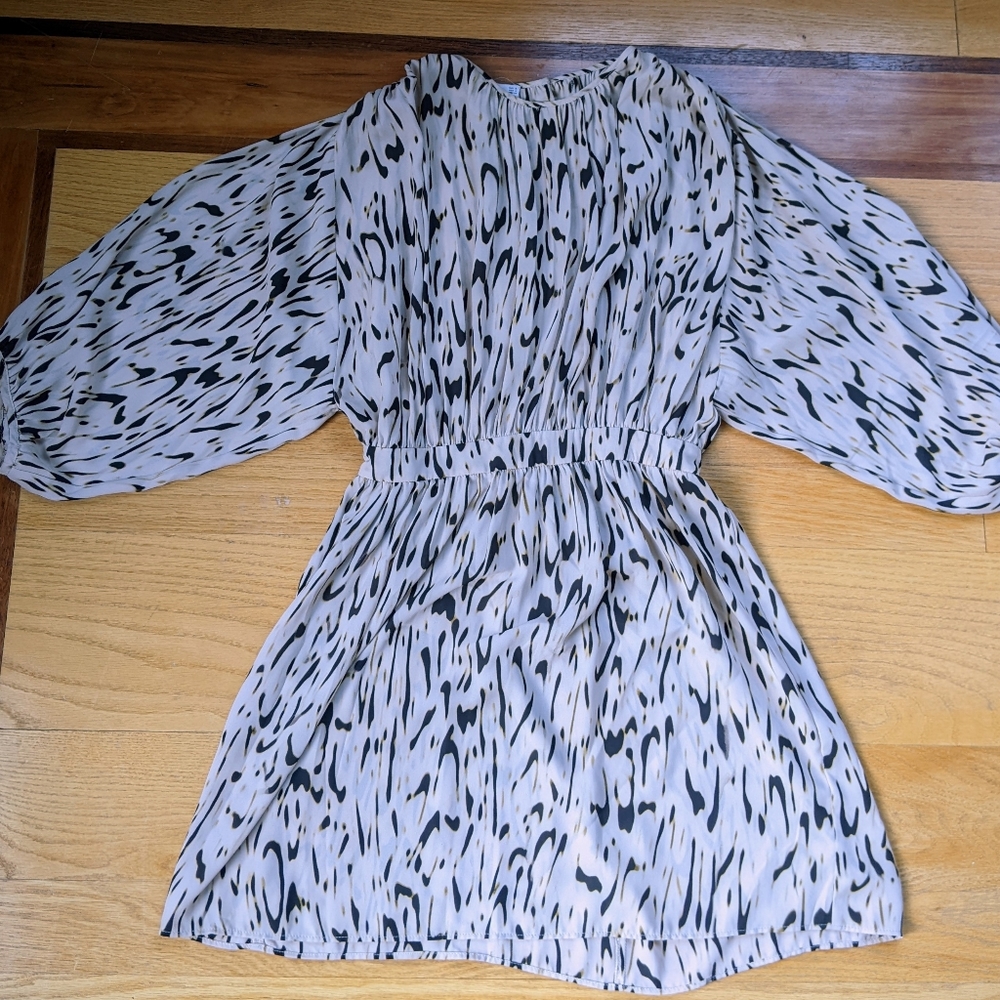 Mango long sleeve print blouse dress S
